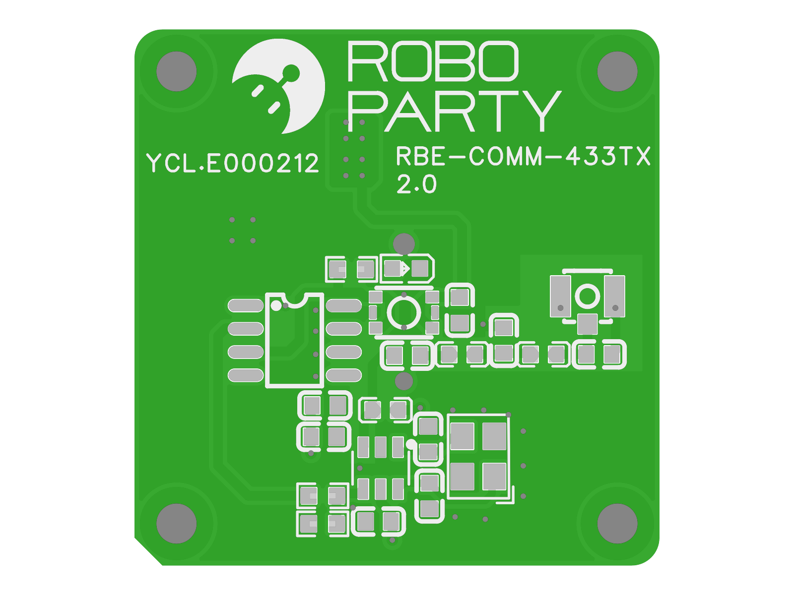 RBE-COMM-433TX Gerber 顶面渲染图